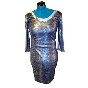 Guess New 3/4 Sleeve Gray Sequin KIRA Cocktail Evening Party Dress Mini Size 8